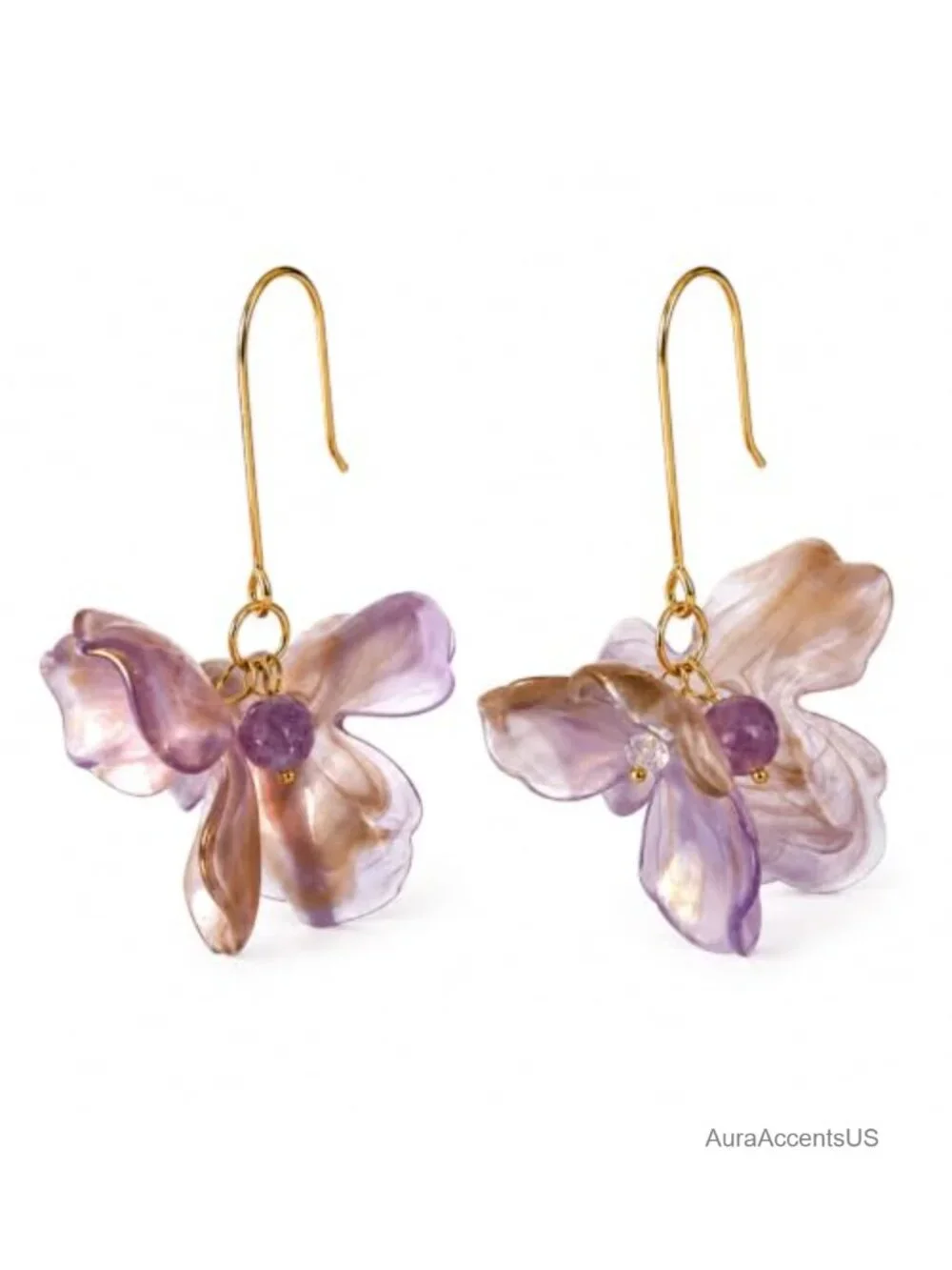 Translucent Acrylic Flower Dangle Earrings for Women Gold Hook Statement Jewelry